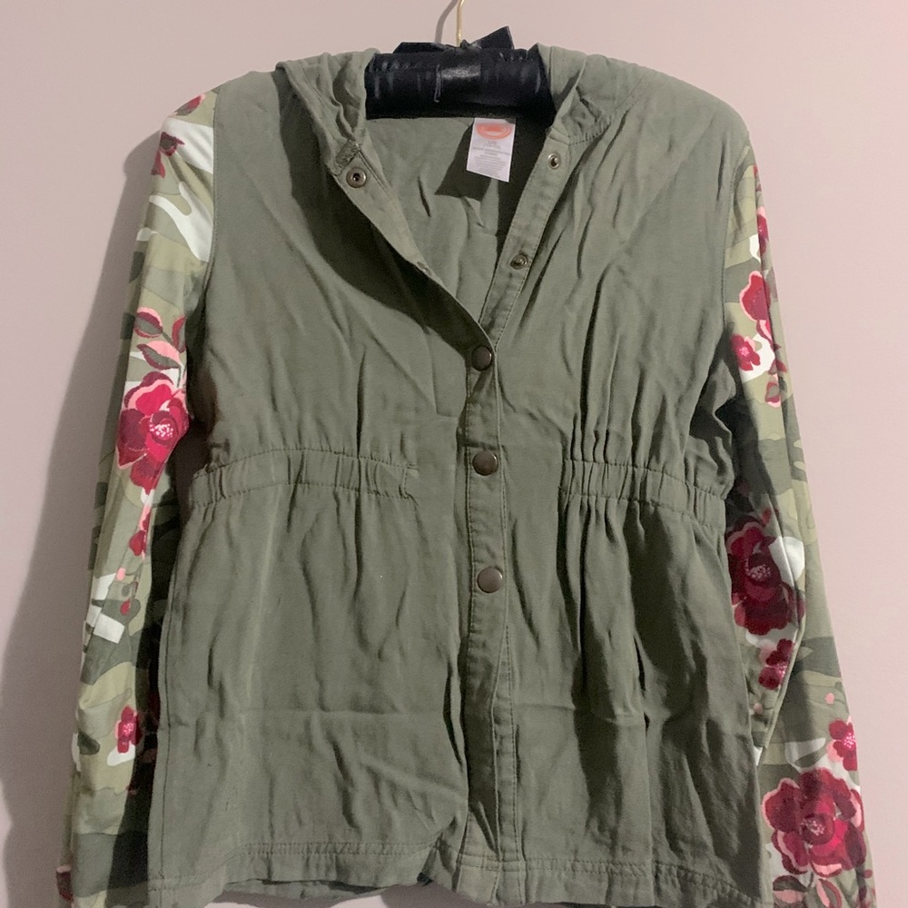 Green Hoodie, Floral Sleeves